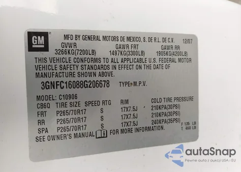 2008 Chevrolet Suburban 1500 Lt from USA, damaged, VIN 3GNFC16088G206678